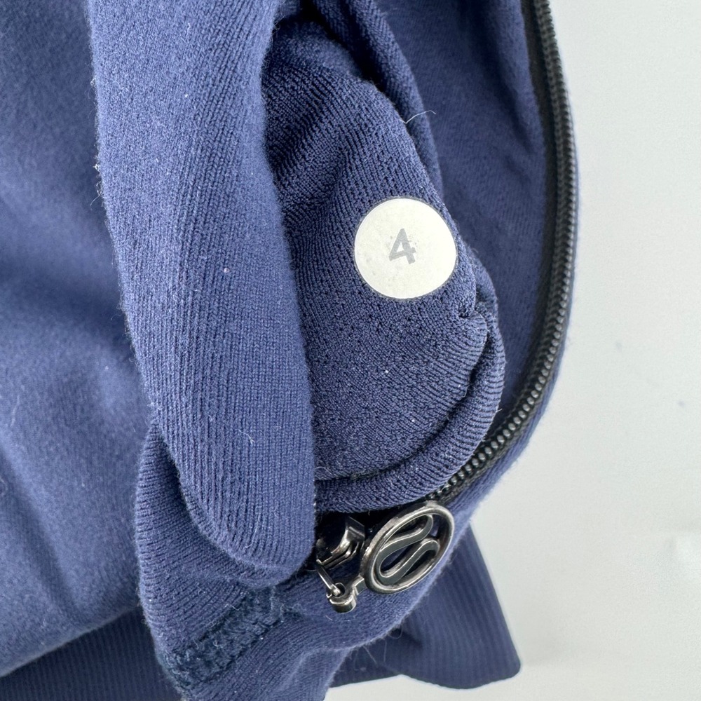 Lululemon Women 4 Bhakti Yoga Wrap Jacket Navy Zip Shawl Collar Thumbholes - Picture 4 of 8